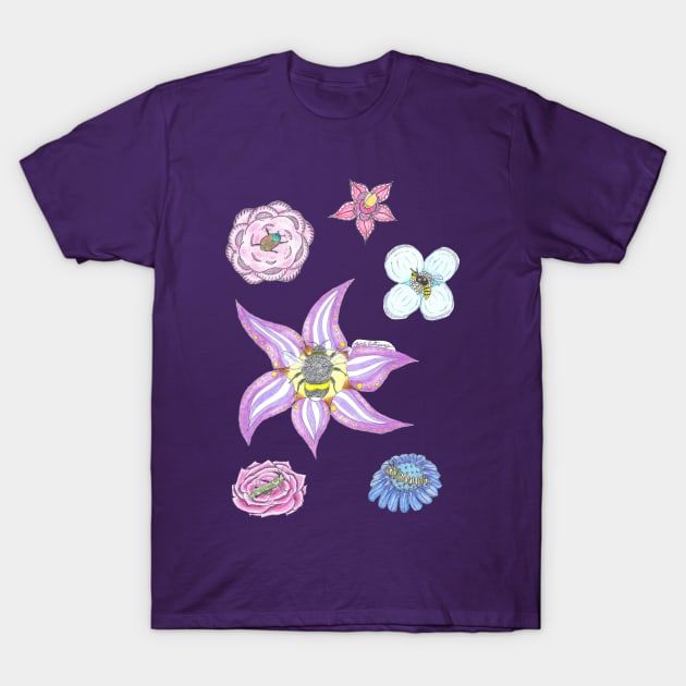 Flowers and Insects T-Shirt by okhismakingart_
